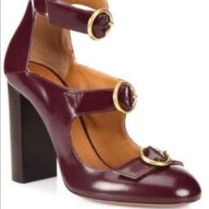 NWT CHLOÉ Burgundy multi strap leather heels 👠